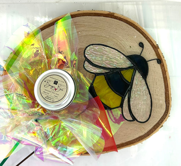 BEE MINE Stained Glass Garden Stake & Bougie Bee Candle