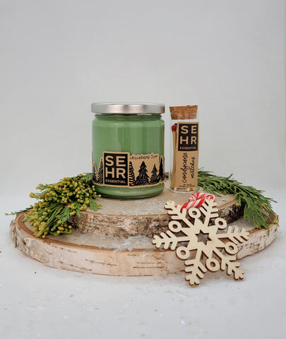Christmas Tree Candle & Candy Cane Matches Gift Set